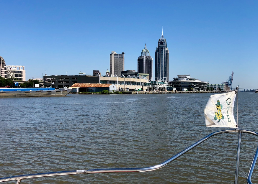 Hunky Dory cruising near Mile 0 in Mobile, Alabama