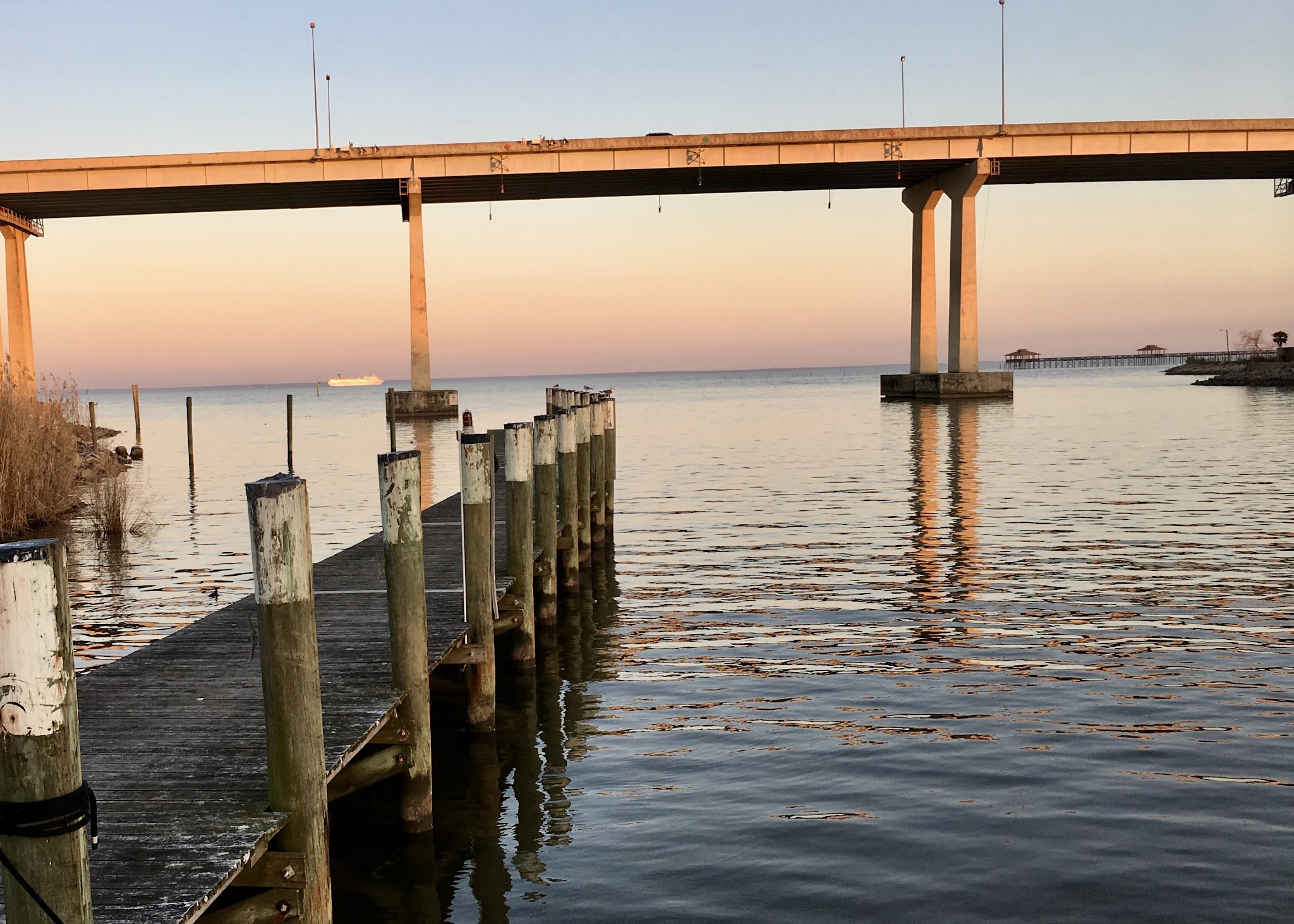 The dock and bridge at Turner Marine after Hunky Dory returned from Mobile Bay