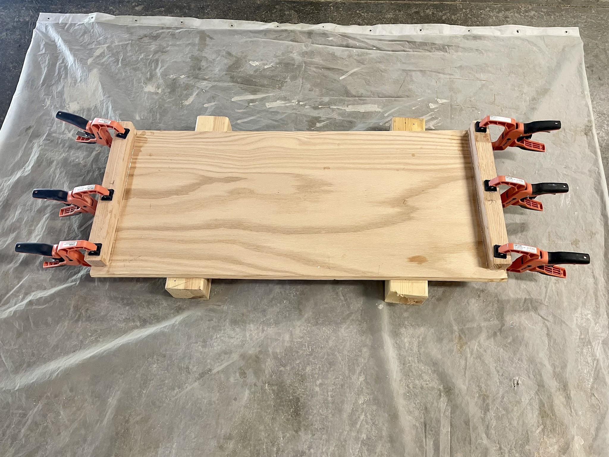 Oak supports epoxied to the console base